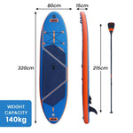 Kahuna Kai Premium Sports 10.6FT Inflatable Paddle Board IFB-HLE-320P-BU