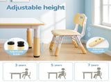 Keezi Kids Table and 2 Chairs Set Height Adjustable Toddler Desk and Chair Set for Ages 3-8, KTC-A-GRA-2CHAIRS-NAT