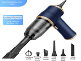 4-in1 Blue Wireless Compact Handheld Car Vacuum Cleaner & Air Duster with 5 Nozzles/Brushes- 5300 Pa V888-ELOSUNG42056