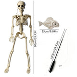 Fisherman Skeleton Halloween Decor, Plastic Skeleton with Fishing Rod and Fish Skeleton, Spooky Yard V1369-AZ3-W-12336