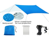Blue 300 x 300cm Waterproof Camping Tarp Shelter Set - Silver Coated Sun Protection, Storage Bag, 6 V888-ELOSUNG55463-2