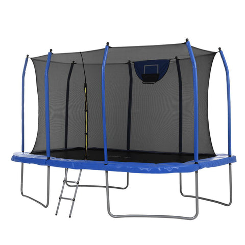 Everfit 12FT Trampoline Kids Rectangle Rebounder with Basketball Set Safety Net TRAMPO-C-8X12FT-BL-AB
