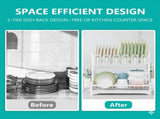 CARLA HOME Dish Drying Rack 2-Tier Kitchen Drainer with Drainboard V178-36256