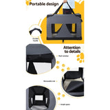 i.Pet Pet Carrier Soft Crate Dog Cat Travel 121x80CM Portable Foldable Car 4XL PET-CARRIER-4XL-GR
