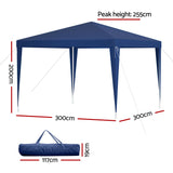 Instahut Gazebo 3x3m Wedding Party Marquee Tent Outdoor Event Camping Canopy Shade GAZEBO-WED-T-FG-3X3-BL