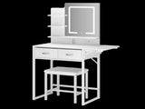 Levede Dressing Table LED Makeup Mirror Stool Set Vanity Desk Fold-up Panel VM1032-WH-AU