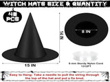 48 PCS Halloween Witch Hats, Black Hanging Witch Hats Porch Yard Decor Witch Costume Accessories V1107-129-24162-BLK-48PCS