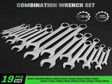 Swanlake 19Pc Stubby Spanner Set Metric 6-24mm Crv 12 Point Open End with Pouch V465-66177
