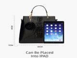 Black Patent PU Leather Crocodile Embossed Shell Bag with Floral Pendant V888-ELOSUNG42048