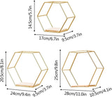 3 Pcs Gold Hexagon Wall Shelves, Decorative Wire Wall Mounted Shelf, Multi-use Geometric V1188-ZC-DLL-445