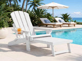 Gardeon Folding Sun Lounger Adirondack Chair Outdoor Lounge Setting HDPE Recliner Footrest White FF-BEACH-HEFD-OTTO-WH