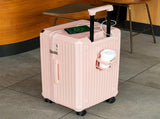 Smart Hard-Shell Luggage with USB Charging Port & Cup Holder - 20"Spinner Suitcase in Pink V888-ELOSUNG10834