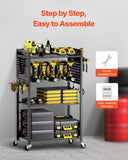 VEVOR 4-tier Tool Organizer Cart, 150 lbs Load Capacity, Floor Stand Rolling Drill Holder and V952-DDGJSNCBDPC4IWEAQV0
