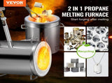 12KG Propane Smelting Furnace Kit Melting Furnace Double Burners 2700 V952-BWRJLGMA12KG2W54OV0