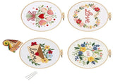 Florals Embroidery Handcrafted Bag Semi Finished Set with Plastic and Cotton for Home Decoration and V1369-AZ3-W-14074