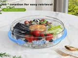 Chilled Veggie Fruit Tray Platter Divided Rotating Serving Tray with Lid Snack Vegetable Tray Chip V1192-AZ-W-22062