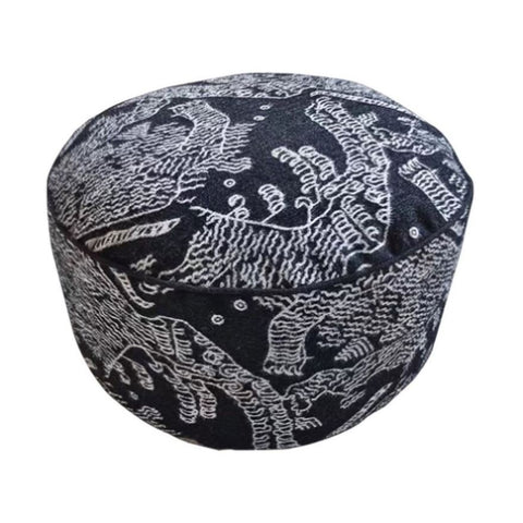 SOGA 50x30CM Black Round Soft Pouffe Seat Cushion Elegant Home Accent Dcor Stylish Footstool POUFFE641