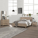 4 Pieces Bedroom Suite Natural Wood Like MDF Structure Double Size Oak Colour Bed, Bedside Table & V43-BDS-CEL-4PC-DRS-DOK