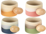 4PCS Ceramic Espresso Cups, 2.4oz Demitasse Cup with Wooden Ball Handle, Gradient Color Small V1192-AZ-W-18407