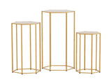3Pcs Wedding Backdrop Pedestal Stand Gold Metal Hexagon Wedding Frame Plinth Pillars Table WESD-HEX-3PC-GD