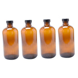 Set of 4 Round Glass Storage Bottles with Reusable Bakelite Caps, Glass Containers for Kitchen and V1370-AZ4-11618