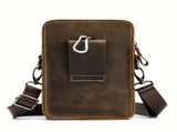 Black brown Leather Cross-Body Bag Genuine Leather Travel Bag Compact Crossbody Purse V1347-127-BRO-99671