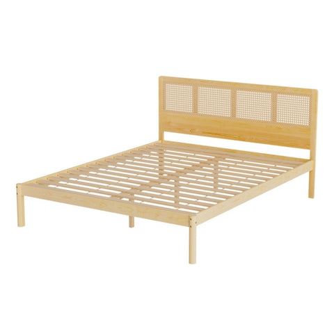 Artiss Bed Frame Queen Size Rattan Wooden RITA WBED-RITA-Q-WD-AB