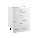 White Shaker Base Cabinet with 3 Drawers, 60 cm Unassembled Drawer Base Cabinet, 60 W x 48 D x 82 H V952-CJDJCJDJ3CW6PZGL7V0