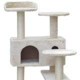 i.Pet Cat Tree 134cm Tower Scratching Post Scratcher Wood Condo House Bed Beige PET-CAT-801F-BE