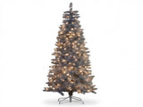 Christabelle 2.1m 7ft Silver Tinsel Christmas Tree Pre Lit Warm White LED Retro Artificial Indo 112_WFLR7