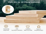 2 Bohemian Style Wooden Wall Shelves with Expander Bolts, Compatible with Living Rooms Bedrooms V1188-MS-325-1217