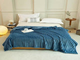 Dark Blue 230 x 200 CM Ultra-Soft Faux Rabbit Fur Plush Sofa Cushion & Bedding Blanket - Luxury V888-ELOSUNG49152