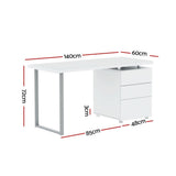 Artiss Computer Desk Drawer White 140CM DESK-140M-WH-AB