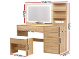 Artiss Dressing Table LED Vanity Desk Set Stool Wood FURNI-L-DRESS07-WD-AB