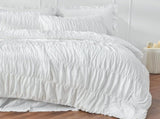 Wrinkle Textured Bedding Set - 3 Piece Quilt Cover and Pillowcase Set - White Bohemian Style V888-ELOSUNG54958-4
