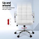 Artiss Office Chair Seat PU Work Computer Desk Chairs OCHAIR-H-5901-WH