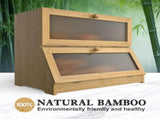 CARLA HOME Double Layer Bamboo Bread Box for Kitchen Counter with Large Capacity and Clear Window LSB-36087