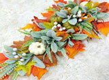 45CM Artificial Pumpkin Leaf Swag Holiday Front Door Decor Versatile Artificia Fall Teardrop Swag V1294-YM0901-240617HL06-1