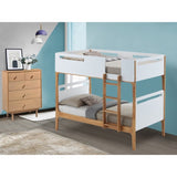 Baby Rose Single Bunk Bed Frame Solid Rubber Timber Wood Loft Furniture - White V315-V-HAYE-01-KIT