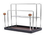 Cutting Board Rack Organizer Stainless Steel Kitchen Countertop Utensil Holder with Drain Tray for V1294-YM0901-3118250144611