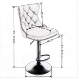 4x Height Adjustable Swivel Bar Stool Velvet Nailhead Barstool with Footrest V226-SW1812GY-2