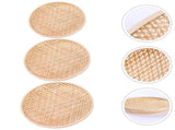 Set of 3 Shallow Baskets with Woven Trays - Multi-Purpose Fruit, Vegetable, Dessert Serving and Wall V1189-WXFWAL-20260326-01680