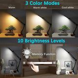 2-in-1 Black LED Magnifier Desk Lamp With Clip - Hands-Free, Dimmable 3-Color Light for Crafts & V888-ELOSUNG393011