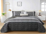Grey Stripe Plaid Dream Bedspread Coverlet 3 Piece Set V745-AC080917Q13U
