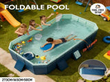 2.6m Foldable Pool PVC Non Inflatable Large Rectangle Pool Holding up to 6 People Hard Thickened V985-RECTANGULARPOOL