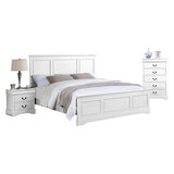 Bedroom Suite Solid MDF Queen White V43-BDS-SPNC-4PC-TBY-QWH