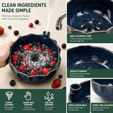 Berry Bowls with Holes Ceramic - Berry Vortex Bowl Ceramic, Self Spinning Fruit Washer Spinner, V1107-122-70863-DKG