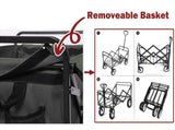 Foldable Collapsible Wagon Cart Garden Beach Outdoor Shopping Trolley Camping Brake - Black V610-FLDWAG-BRA-BLA