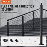 VEVOR Cable Railing Post, 42" x 1" x 2" Steel Angled Hole Stair Railing Post, 12 Pre-Drilled Holes, V952-1JZLGZHS1067HNEKBV0
