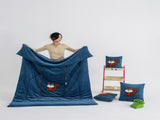 Blue Little Squirrel - 2-in-1 Foldable Car Pillow Blanket - Cozy 40x40cm Pillow, Unfolds to V888-ELOSUNG33448